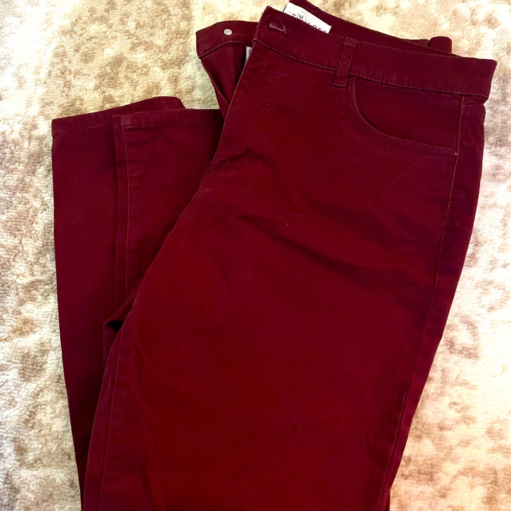 LOFT Straight Leg Pants in Rich Burgundy